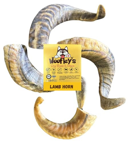 Woofley's Lamb Horn (2 Count) Lamb Horn Antler Dog Chews - Horn Bones for Dogs - Long Lasting Horn Dog Chews