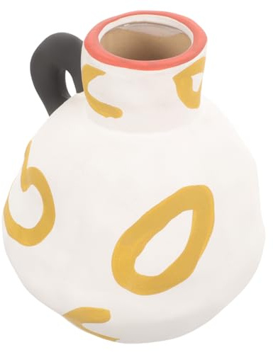 Cabilock Ceramic Flower Vase Milk Jug for Home Decor with Flower Arrangement Function, Simple Elegant Design, Suitable for Table and Bookshelf Decorative Objects in Farmhouse Style