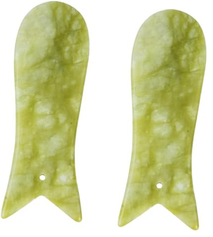 2 Stück Jade Guasha Kratzplatten für Gesicht und Rücken, Grün | Spa Anwendung, Unterstützt Meridianmassage und Muskelentspannung, Kompaktes für Gezielte Pflege
