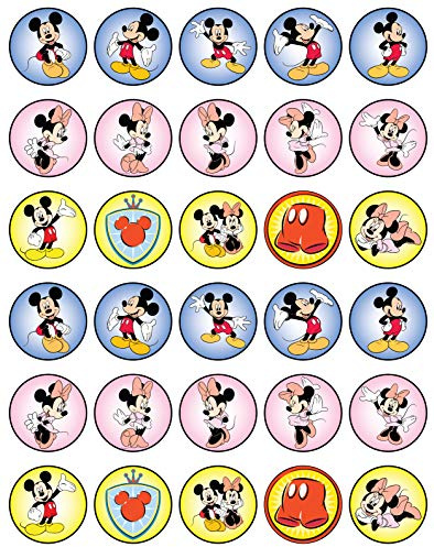 30 x Cupcake Toppers Themed of Cute Mouse Collection - Edible Cake Decorations | Uncut on Icing Sheet