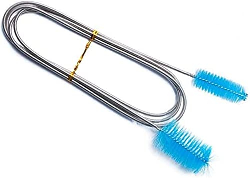 GANDUNQI Edelstahl Flexible Reinigungsbürste Doppelendiger Kanisterfilter Schlauch Rohrreiniger für Aquarium Aquarium (Himmelblau)