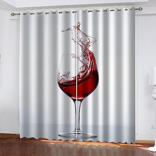 Cortinas Opacas Dormitorio Resistente Al Calor 2 Piezas Copa De Vino De Moda 3D Cortina Baratas Suave Poliéster Para Moderna Cocina Ventana Decorativa Reducción De Ruido 2 X 140 X 250 Cm -0Z1K7U8O4D0Q