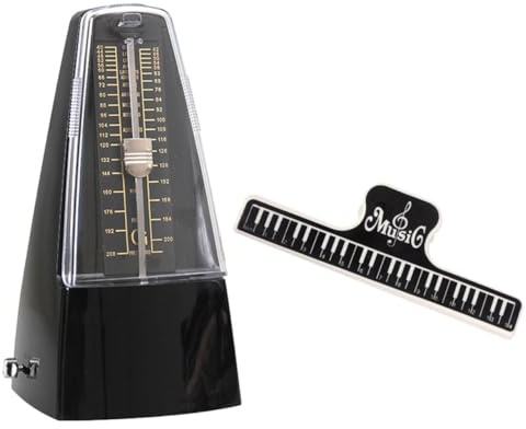 Mechanisches Metronom für Klavier und Gitarre, 1 Satz | Schwarz aus Abs und Metall, Notenclip Enthalten, Klassisches Design für Anfänger Zufällige Farbe