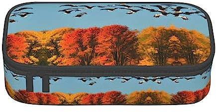 TTYDOKLA Federmäppchen mit Jagd-Motiv fliegende Wilde Enten und Baum, Mehrzweck-Federmäppchen, ästhetisch ansprechende Tasche, reichlich Stauraum, Schwarz , Einheitsgröße, Schlüsseletui