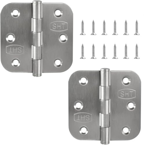 ALSTEN TECH geflochtene Scharniere Set von 2 Stück 65x65mm aus Edelstahl | Gebürstet SUS 304 rostfrei Klappbar Abgerundet Türscharnier, für Holztüren Möbel Schränke Gartentüren Toren Montageschrauben