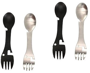 SKISUNO 4stücke Multifunktionales Outdoor-besteck Tragbarer Spork Mit Flaschenöffner Für Camping Backpacking Und