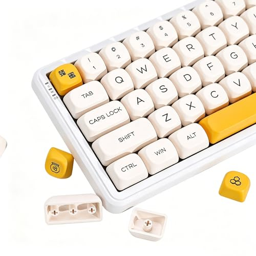 YMKPVR KBDiy Honey Milk KOA Profile Keycaps 75 Percent,Dye-Sublimation PBT Yellow Cute Custom Keyboard Keycap,138 Key Cap Set for Cherry Gateron MX Switches Mechanical Keyboards
