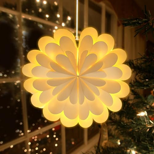 45CM Weihnachtsstern Beleuchtet, Faltstern Weihnachten,45CM Papiersterne zum Aufhängen, 3d Weihnachtsstern, Papiersterne Weihnachten, Papierstern Lampenschirm, für Fenster Dekoration, Weihnachten