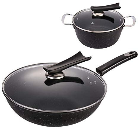 CNBYDK Cooking Pot, Pots and Pans,Die-Cast Aluminum Cookware Set,Home Multifunctional Cooking Pans Set with Glass Lid and Non Stick Coating