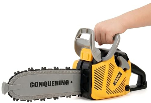 The Magic Toy Shop Toy Chainsaw for Kids Tools - Kids Chainsaw with Light and Sounds - Battery Powered Construction Tool for Boys and Girls - Outdoor Indoor Pretend Play Children Toys