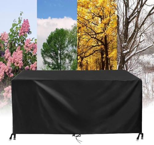 Abdeckung für Gartenmöbel, wasserdicht, 420D-Oxford-Gewebe, extra groß, rechteckig, Gartentischabdeckung, 225 x 100 x 105 cm, schwarz, reißfest