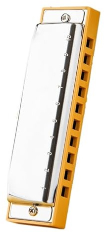 Mundharmonika 10-Loch-Blues-Mundharmonika für Anfänger für Üben professioneller Auftritte(Yellow)