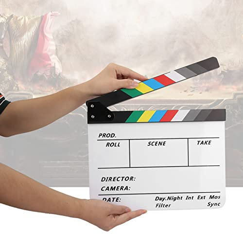 Saluaqui Ardoise de Film en Acrylique pour Réalisateur de Films, Planche d'action de Film TV, Accessoire de Coupe de Film, Scène de Réalisateur en Acrylique avec Stylo (Tableau Blanc