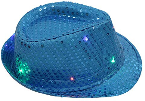 Paillettenhut Herren, Glitzer Hut Herren Damen Glitzer Partyhüte Kopfbedeckung Silvester Outfit, Erwachsene Unisex Hut Fedora für Disco Glitzer Kostümzubehör Kostüm Karneval Mottoparty (Blau)