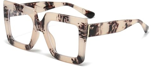 LJCZKA Quadratisch Blaulichtfilter Brille Damen Herren, Dicker Rahmen Blaulichtbrille Übergroß Eckig Anti-Müdigkeit Computerbrille für Gaming, Lessen