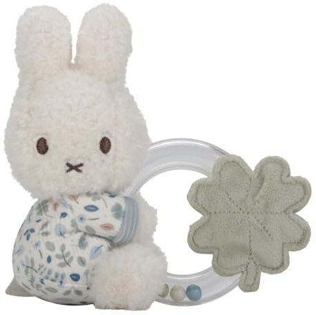 nijntje miffy x Little Dutch Ringrassel Rassel Greifling Baby Hase Miffy blau Kleeblatt - Lucky Leaves