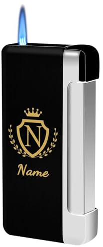 loongway Feuerzeug Personalisiert Metall Silber Outdoor Feuerzeug- Windfester Kronungsanzünder mit Sturmflamme für Herren Geschenke