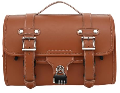 rockible Bolsa Trasera para Motocicleta, Portaequipajes Trasero, Maletero, Cuero PU, Profesional, Universal, Multifuncional, para Asiento Trasero, Equipaje de, MarrÓn