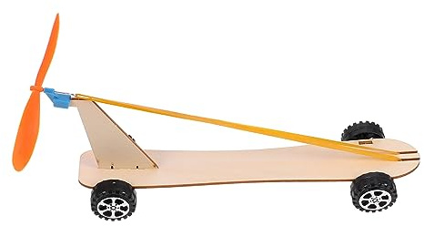 Kisangel Wooden Wind Powered Car Toy Model for Boys and Girls, Science Experiment Diy Assembly Educational Toy Set Rubber Band Drive, 2pcs Learning Kit for Classroom and Home