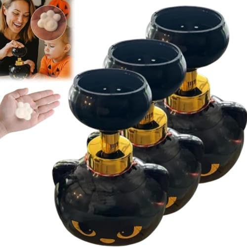 Pawprint Magic Black Cat Paw Soap Dispenser, Katzenpfoten-Schaumseifenspender, süße Katzenpfoten-Blumen-Schaumseifen-Pumpflaschen, erzeugt nachfüllbaren Pfotenschaum (3pcs)