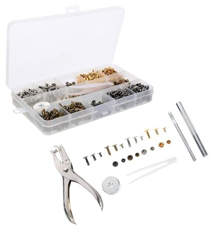 Gatuida 360 pièces Kit Rivets Double Face pour Cuir et Toile Rivets Ronds Robustes avec Pince à Riveter Outils Pratiques pour Artisanat et Réparation Résistant et Facile à Utiliser