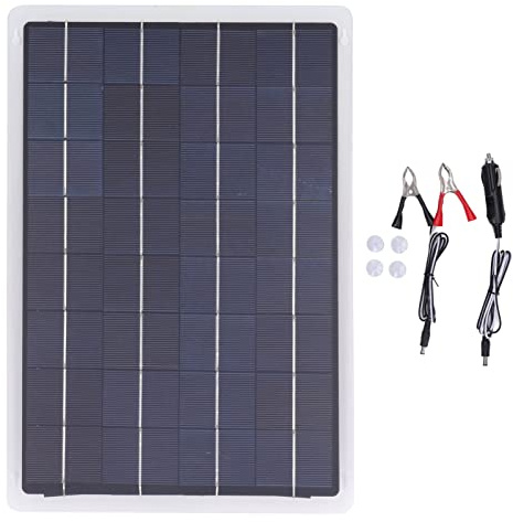 Respicefinem Chargeur de Batterie Solaire 12 V avec contrôleur MPPT intégré 20 W Mainteneur de Panneau Solaire étanche pour Voiture Bateau RV et tondeuses à Gazon (20W)