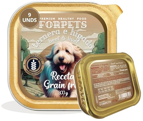 Comida Húmeda para Perro Adulto Grain Free, Pack 9x300g, Paté Natural sin Cereales para Perros, Alimento Completo Alto en Carne, Comida Húmeda Perros Premium, Receta Hipoalergénica y Fácil Digestión