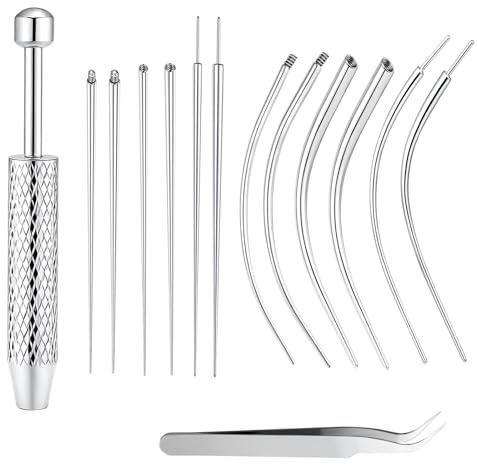 14 stycken piercingtaper set 16 g 18 g piercingverktyg för öppning/byte | Piercingboll, vridbar, rostfritt stål piercing tång tillbehör gör-det-själv stick för öron/näsa/läpp/mage/bröstvårta/tunga