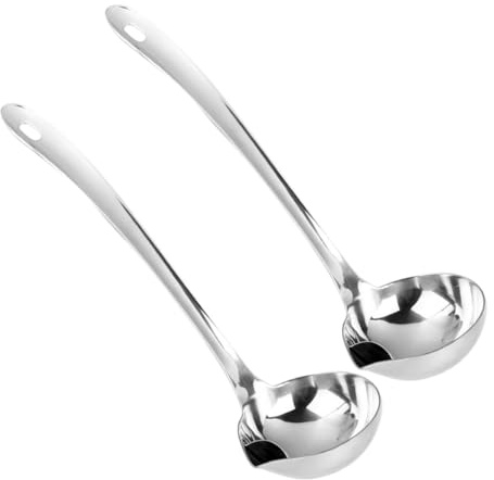 TOYANDONA Mestolo Separatore D’Olio in Acciaio Inox Set 2 Pezzi con Beccuccio Versatore e Filtro Colino Cucchiaio per Zuppa con Manico Ergonomico Utensile Cucina per Separazione Grasso e