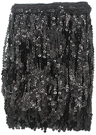 Yalulu 6.5 Yards Länge 30cm Breite Pailletten Quaste Schnittfranse Fransenborte Fransenband Trimmen Kostüm Lateinisches Kleid Garment Apparel Spitzenborte Nähzubehör (Schwarz)