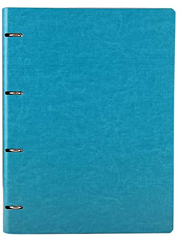 Aoory Notizbuch, A4, 6 Löcher, lose Blätter, rund, Ringbuch, Hardcover, nachfüllbar, Tagebuch, 100 Blatt/200 Seiten, Tagebuch, Business-Blau