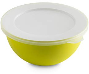 OMADA Ciotola Cucina con Coperchio da 0,5 L in Plastica con Antibatterico | Ciotola Frigo in Polipropilene con Coperchio, da 13,5x H6,5 cm, Leggera e Resistente, Collezione Sanaliving