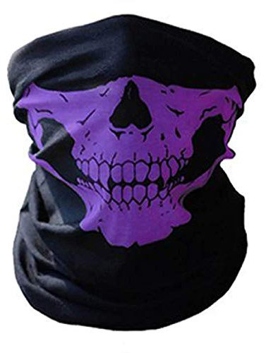 KIRALOVE Skull balaclava - half face - motorcyclist - cyclist - sports - stretch - mask - halloween - cosplay - disguise - carnival - one size - purple color horror cosplay