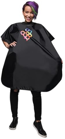 FRAMAR Black Salon Cape – Shampoo Hair Cape, Salon Color Capes, Chemical Capes For Hairstylist, Hair Dressers Drape, Cosmetology Supplies, Barber Supplies - Snap Closure & Rubberized
