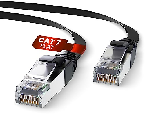 Mr. Tronic Cavo Ethernet Cat 7 da 15m Piatto, Cavo di Rete LAN Cat 7 ad Alta Velocità con Connettori RJ45 Per una Connessione Internet Veloce 10 Gbps - Cavo Patch | SFTP (15 Metri, Nero)