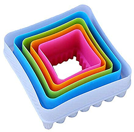 dragonaur 5Pcs Plastic Cookie Cutters Set Biscuit Bread Fondant Cake Cutters Decorating Molds Multi-size Sandwich Shapes Cutter Mold Square #