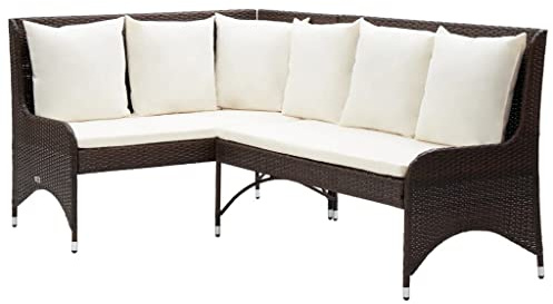 vidaXL Garten Ecksofa 2-TLG. Gartensofa Sofa Lounge Gartenmöbel Sitzgruppe Garnitur Rattansofa Gartenset Sitzgarnitur Poly Rattan Braun