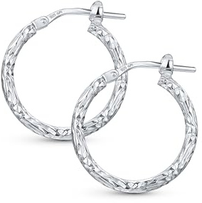 Amberta 925 Sterling Silver Twistade Creoler för Kvinnor | Texturerade 19 mm
