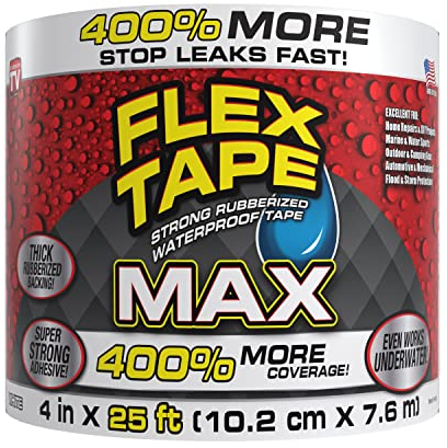 Flex Tape Strong Rubberized Waterproof Tape, White, 4 in x 25 ft, 1-Pack