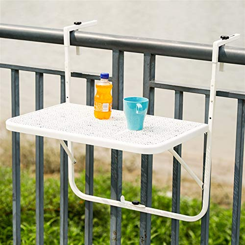 AMDHZ Wandklapptisch Balkon Hängen Tisch Wandschreibtisch Geländeraufhängung Blumenständer Schreibtisch Vier Gänge Einstellbar Einfach Zu Falten Benutzt Für Fenster Balkon (Color : White)