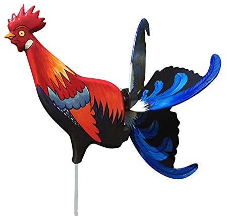 Moulin à vent en forme de coq - Décoration extérieure - Moulin à vent pour jardin, cour, ferme - Imperméable - Sculpture vive