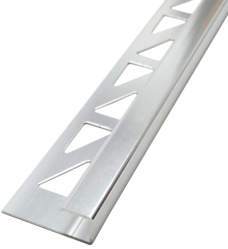 Dalsys Fliesenschiene Eckprofil 2,5m x 10mm Silber matt Alu | Quadratprofil, Aluminium eloxiert, für Fliesenverlegung an Wand und Boden, Fliesenschiene Zubehör