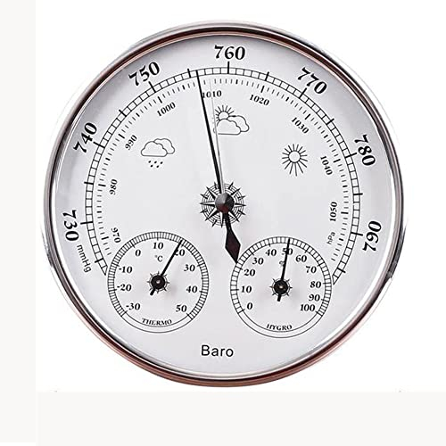 BAWAQAF Barometer, Wetterstation Silber/Gold, Barometer Glas, Barometer für die Hauswand, integriertes Hygrometer und Thermometer