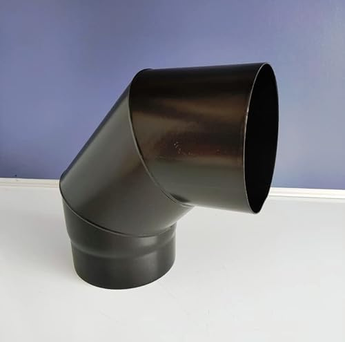 5 inch x 90 Degree Stove Flue Pipe Elbow, Satin matt Black vitreous Finish