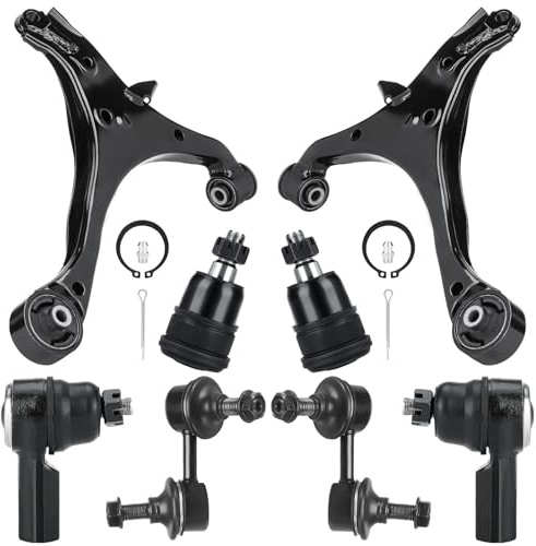 Autsurles K640287 K640288 Front Lower Control Arm Fit for Honda Civic 2001 2002 2003 2004 2005 with Ball Joint + Front Sway Bar + Outer Tie Rod 8PCS Set