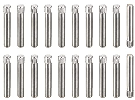 sourcing map 3x20mm 304 Inoxidable Acero Espiga Pasadores, 20uds Moleteado Cabeza Plana Chaflanado Extremo Espiga Pasador, Madera Litera Cama Estante Picas Soporte Estantes Fijar Elementos