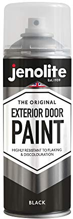 JENOLITE Vernice spray per porte esterne, nero, multi superficie, porte in metallo e legno, porte di garage e finestre, 400 ml, RAL 9005