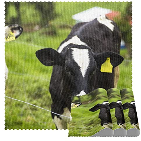 Manteles individuales cuadrados resistentes al calor para pantorrilla, vacas lecheras jóvenes, pasto verde