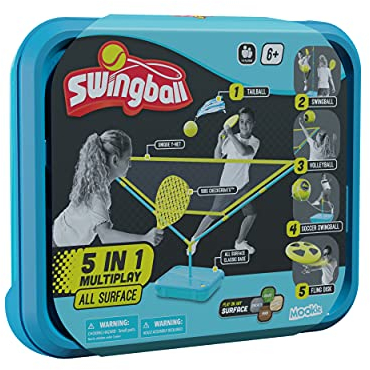 Swingball 7303AM 5-in-1 Multiplay, Tailball, Volleyball, Soccer, Flying Disk, alle Oberflächen, Garten, Strand und Outdoor-Spielzeug, ab 6 Jahren