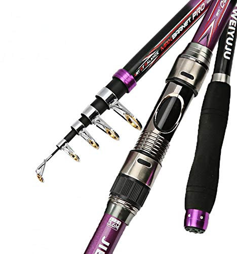 AMEEDA Allround Angelrute 2.1M-3.6M Teleskop Angelrute Fiberglas Seerod Angelrute Angelausrüstung Rod Angelbedarf Angel Lange Stange Schuss Einsteiger (Size : 2.4 m)